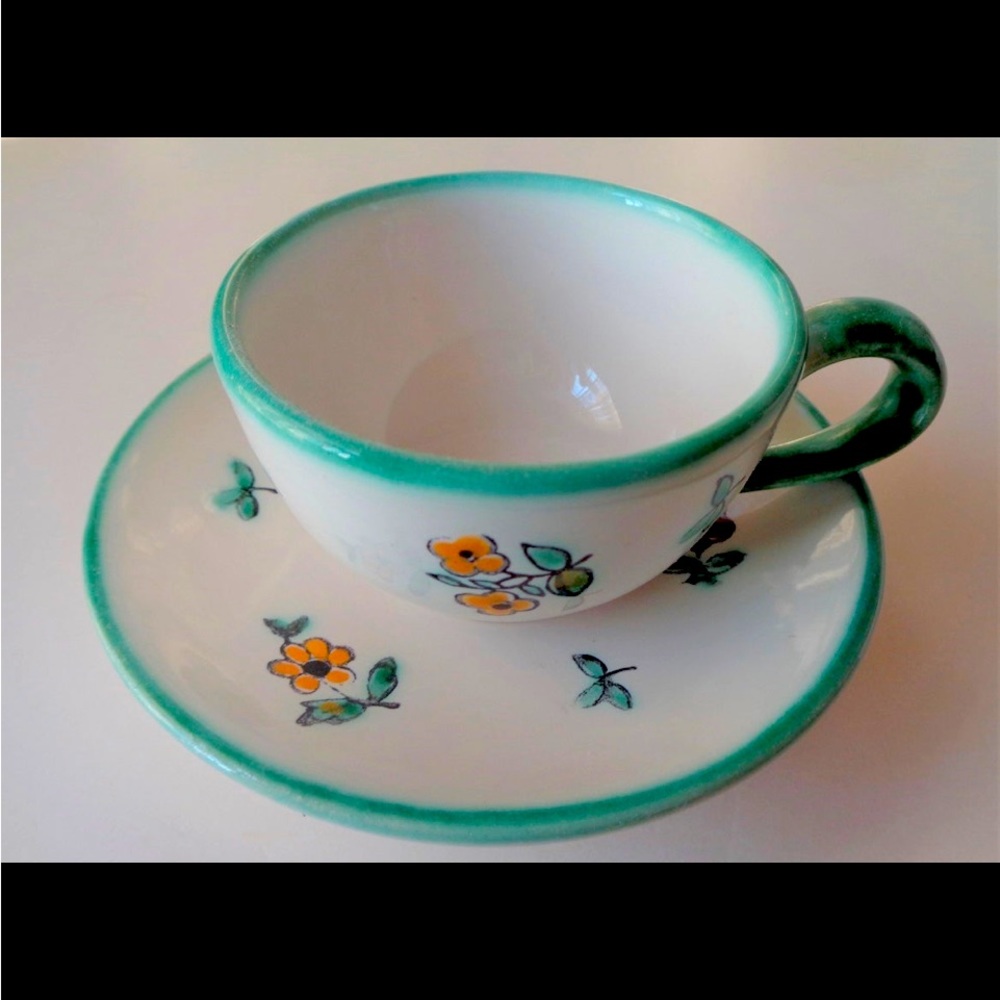 Gmundner 6 mugs and 6 saucers